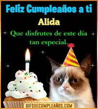 GIF Gato meme Feliz Cumpleaños Alida